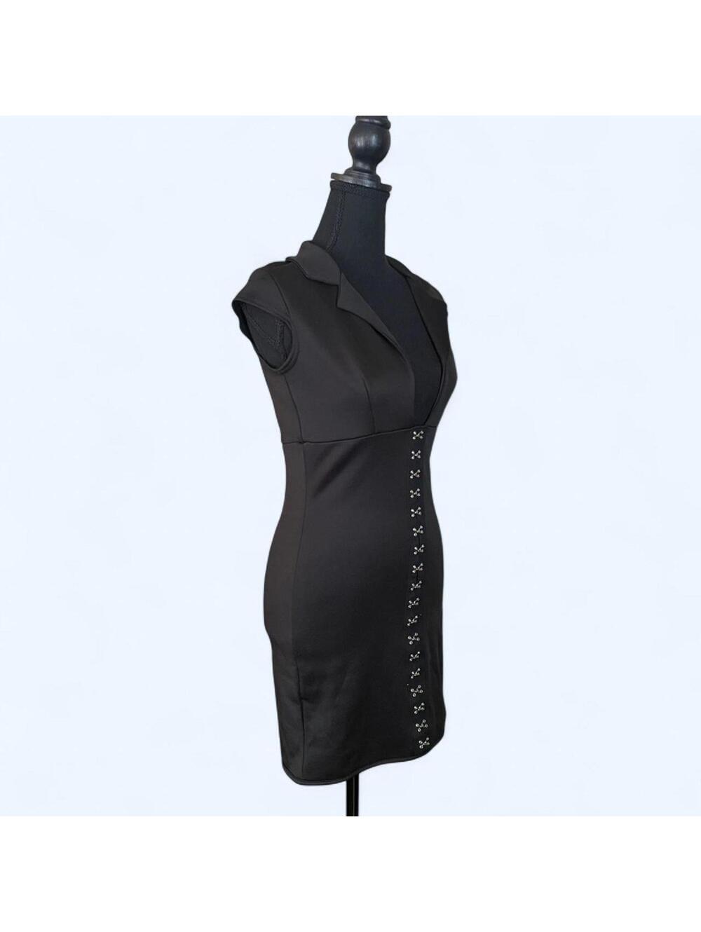 Black PrettyLittleThing bodycon mini dress hook and eye detail party Size 6 ๐ค - Picture 3 of 6